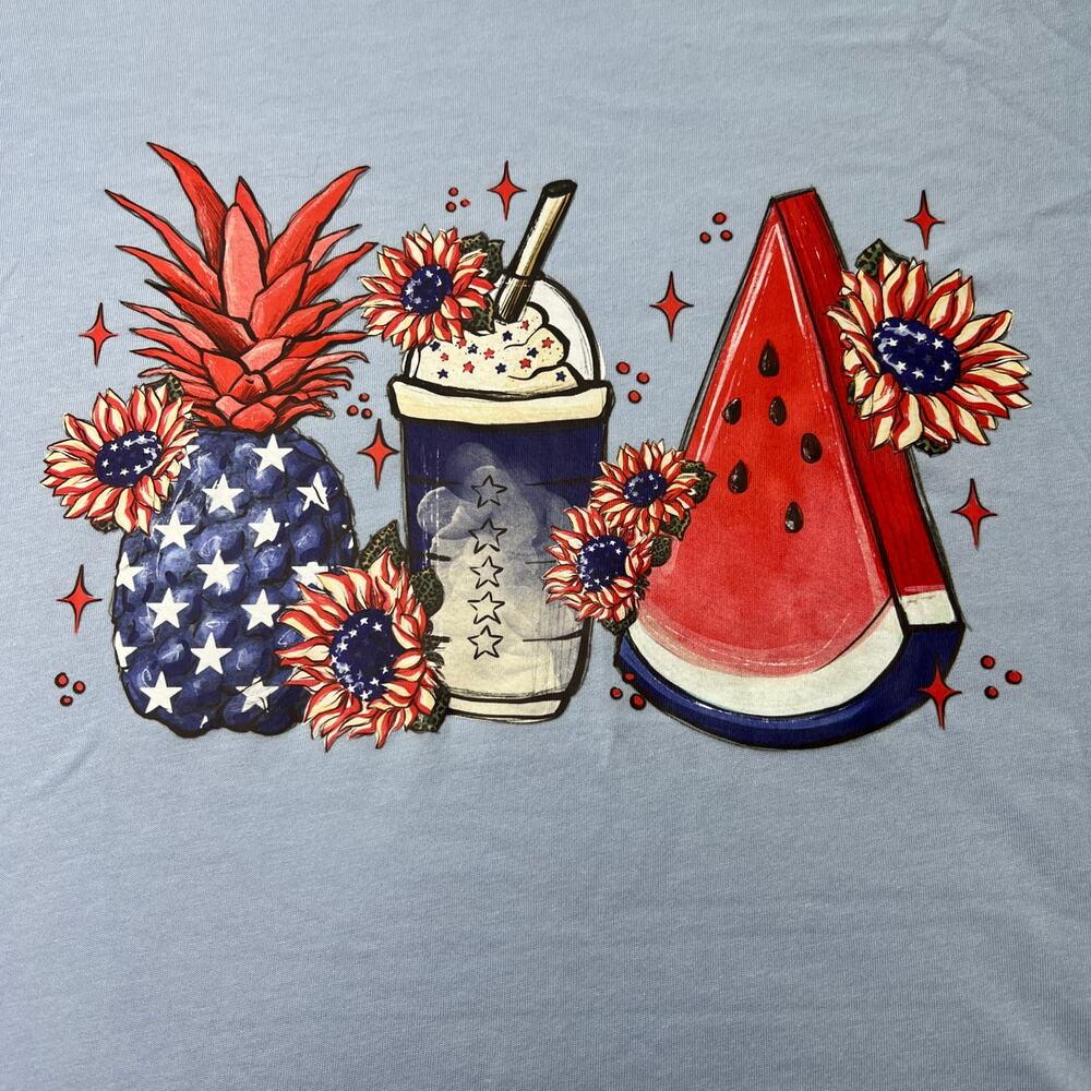 Americana Red White Blue Summertime Tee Large